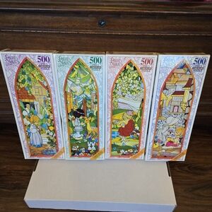 SEALED 1998 Precious Moments Stained-Glass 4 Puzzle Set All Four 500-pc RoseArt